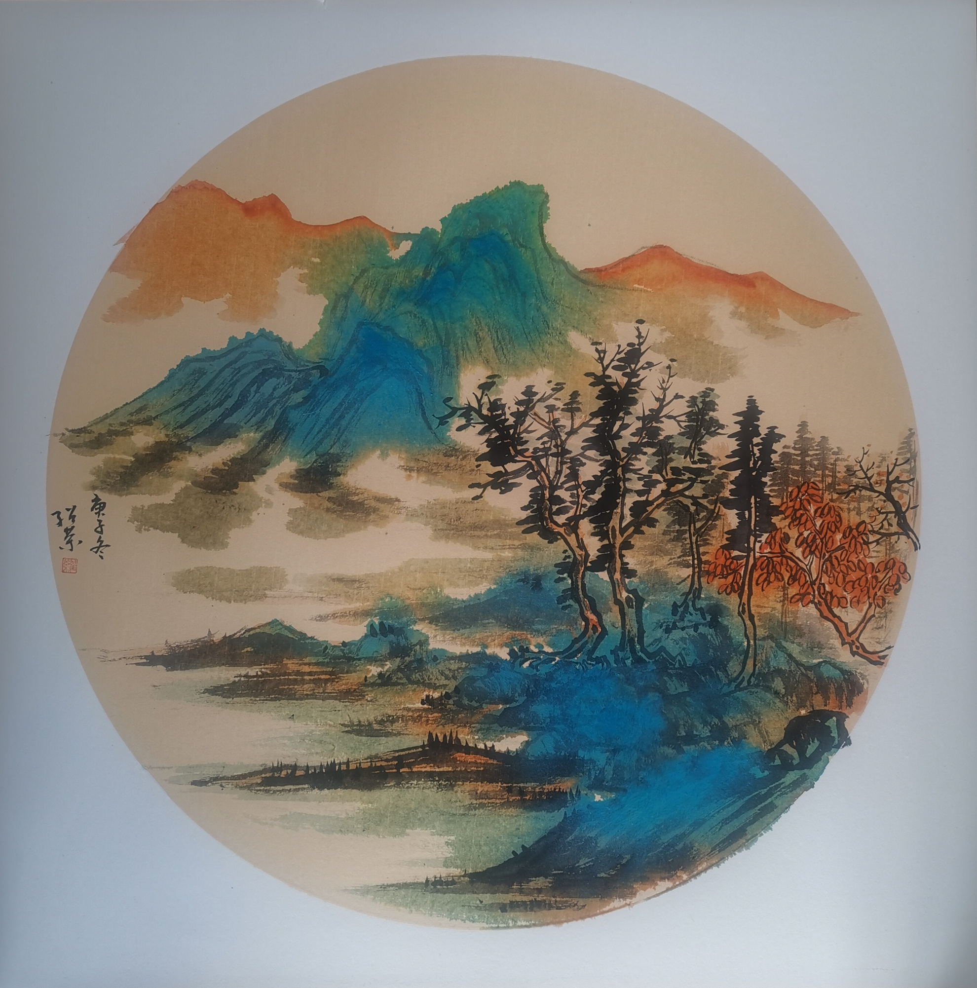 《青山绿水美如画 1000 国画 68x68cm/2020