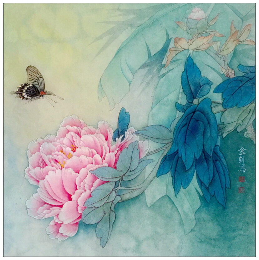 《牡丹.赵粉凤尾蝶》