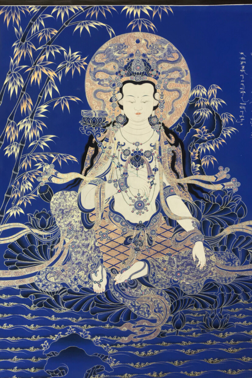 蓝唐卡普贤菩萨