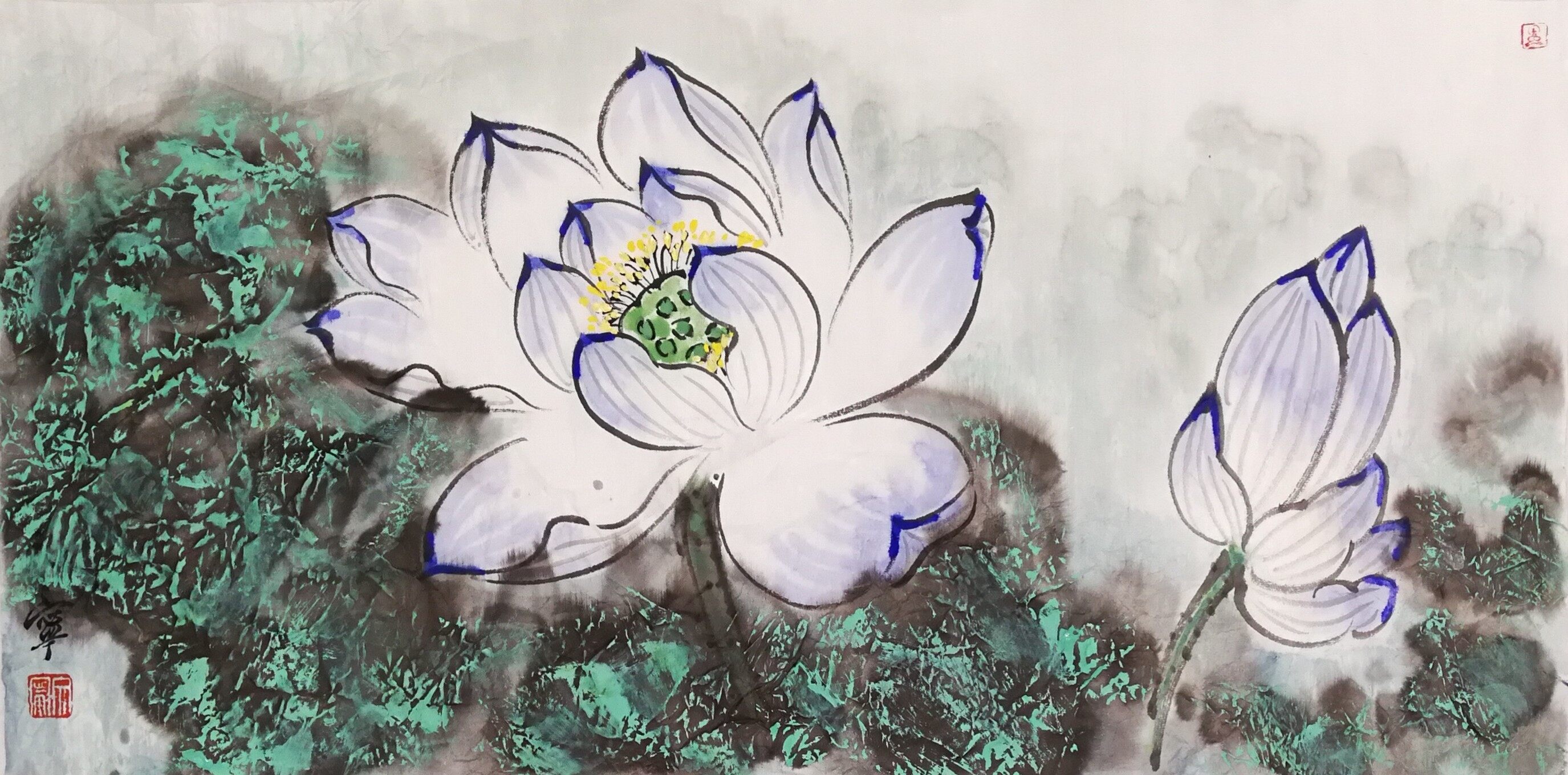 蓝莲花-太子山人-体验式艺术电商平台_加画框选场景装裱就用六艺app