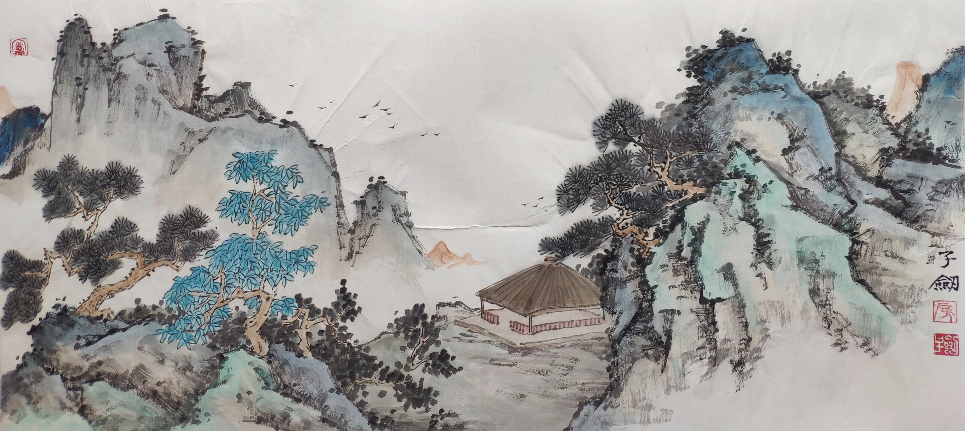 水墨山水-房子剑-体验式艺术电商平台_加画框选场景装裱就用六艺app