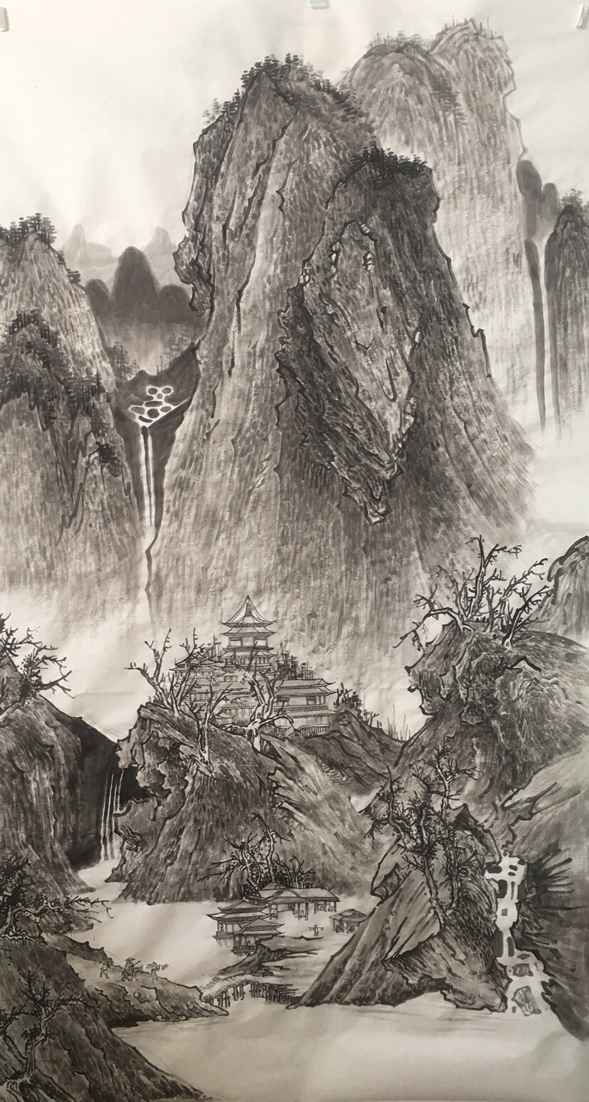 晴峦萧寺图-李志远-体验式艺术电商平台_加画框选场景装裱就用六艺app