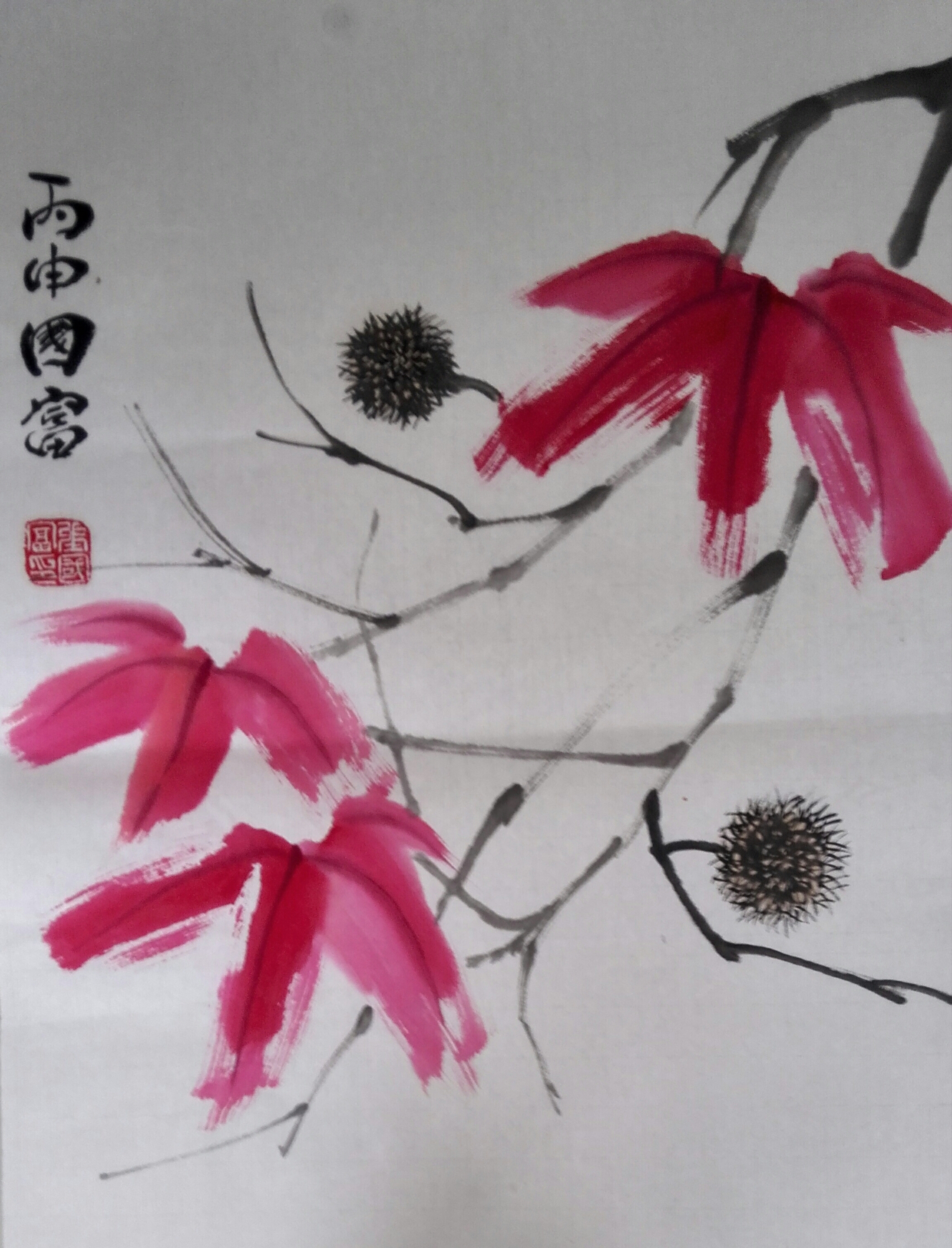 张国富原创作品红蓼蝼蛄图